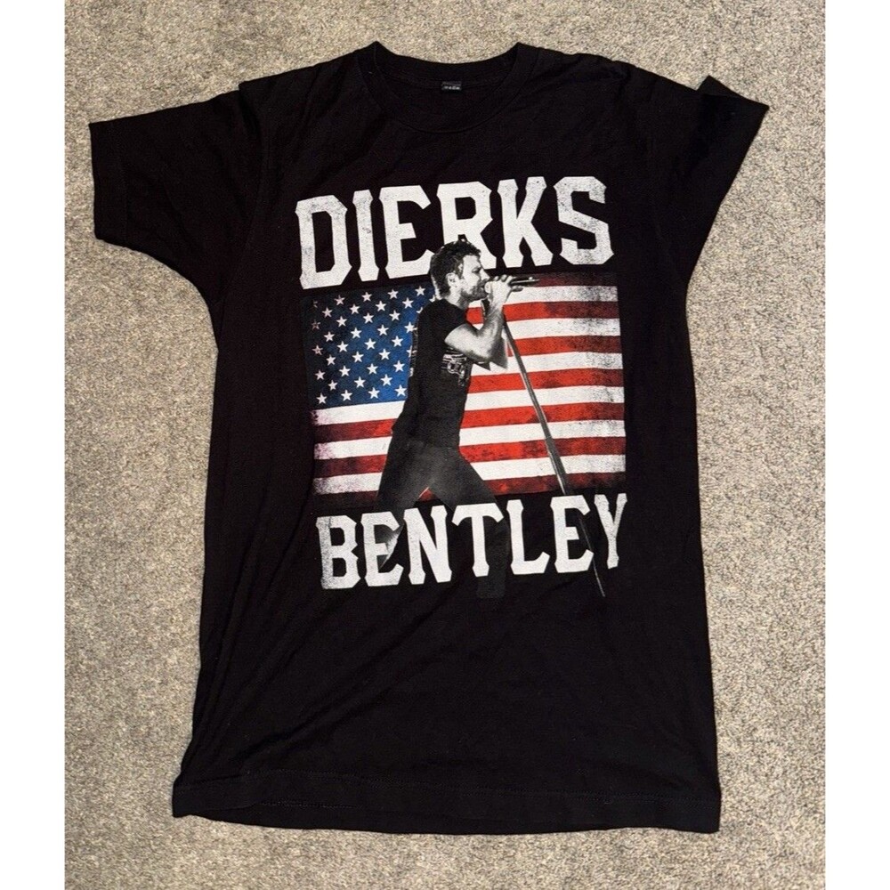 Dierks Bentley T-Shirt 2015 Tour American Flag Country Double Sided Black